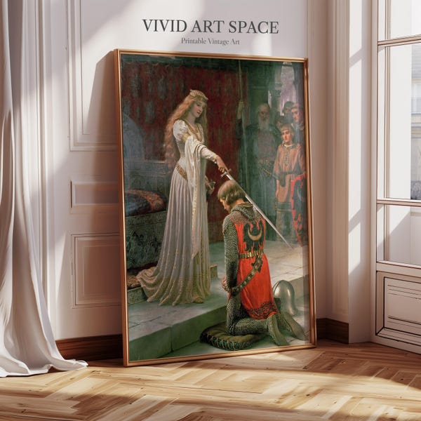 The Accolade by Edmund Leighton | Canvas Print | Giclée Print | Fine Art Print | Large Wall Art Print | Pre-Raphaelite Painting Print