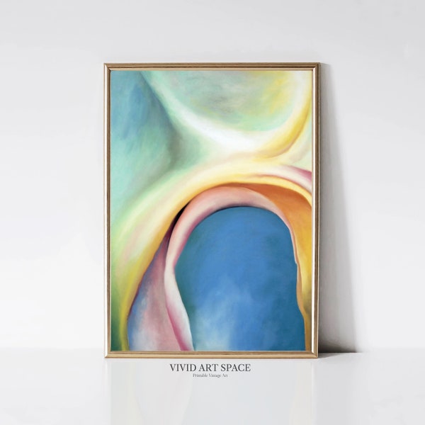 Georgia O’Keeffe Over Blue | Modern Vibrant Minimalist Painting | Spiritual Abstract Print | Printable Poster Wall Art | Digital Download