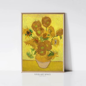 Vincent van Gogh Sunflowers | Impressionist Floral painting | Yellow Flower Print | Printable Wall Art | Digital Download
