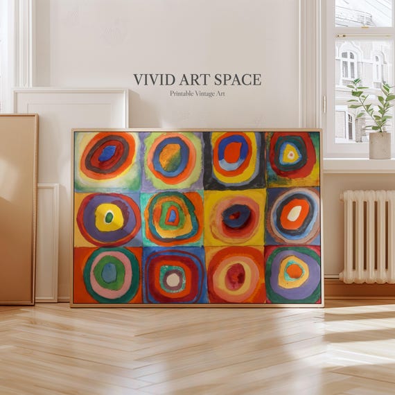 Kandinsky Abstract Painting Print - Squares with Concentric Circles | Canvas Print | Giclée Print | Fine Art Print | Large Wall Art Print