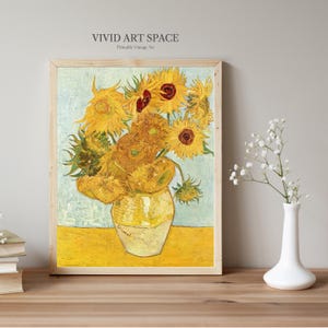 Vincent van Gogh Sonnenblumen No.2 | Impressionistische Blumenmalerei | Vintage Blaugrün Gold Blumendruck | Druckbare Wandkunst | Digitaler Download Bild 5