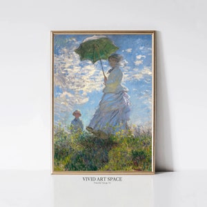 Claude Monet Woman with Parasol | Impressionist Portrait Painting | Vintage Woman Portrait Print | Monet Wall Art | Digital Download