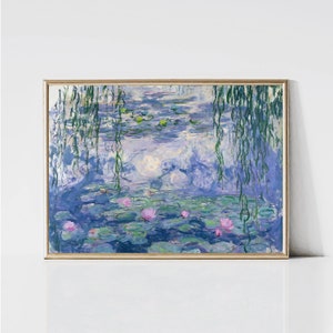 Claude Monet Water Lilies | Impressionist Landscape Painting | Garden Print | Flower Print | Blue Print | Monet Wall Art | Digital Download