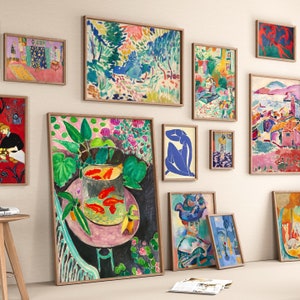 12 impresiones seleccionadas de Henri Matisse / Conjunto de galería ecléctica para pared / Paquete de exhibición / Descarga digital de pintura moderna / Arte de pared imprimible