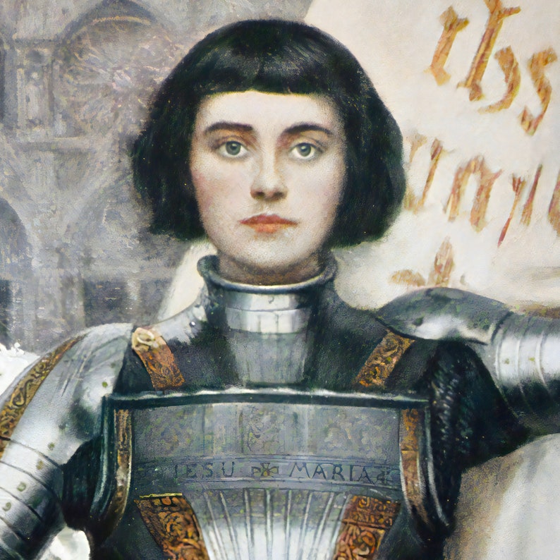 Joan of Arc by Albert Lynch Woman Portrait Painting Art Nouveau Painting Vintage Saint Print Printable Wall Art Digital Download image 3