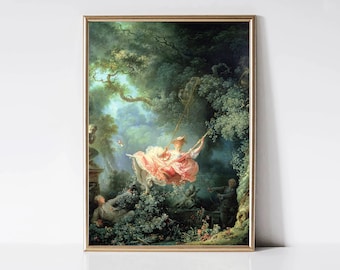 The Swing by Jean Fragonard | Rococo Portrait Painting | Classical Art Print | Vintage Art Print | Printable Wall Art | Digital Download