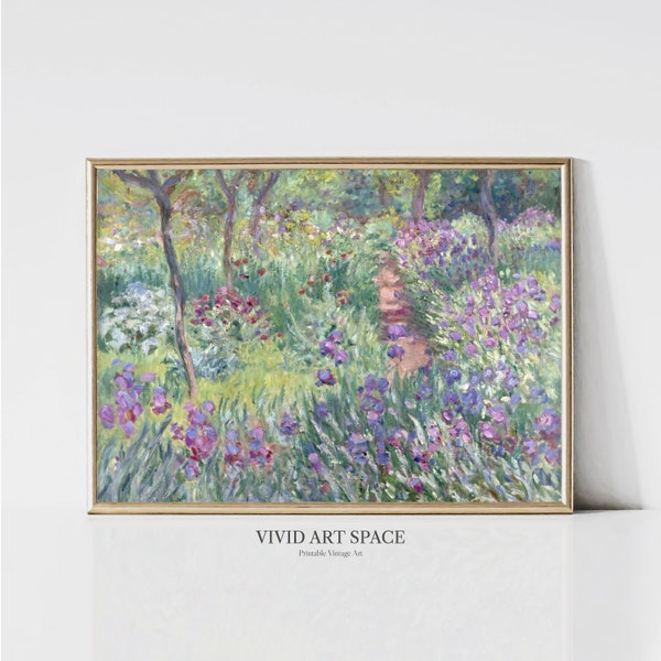 Claude Monet Garden in Giverny | Impressionist Landscape Painting | Garden Art Print | Flowers Print | Printable Wall Art | Digital Download
