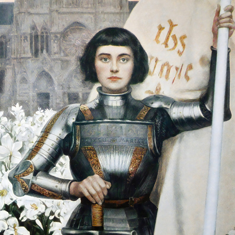 Joan of Arc by Albert Lynch Woman Portrait Painting Art Nouveau Painting Vintage Saint Print Printable Wall Art Digital Download image 2