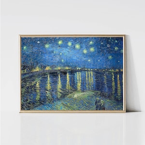 Vincent van Gogh Starry Night Over Rhone | Impressionist City Landscape | French River Print | Printable Wall Art | Digital Download