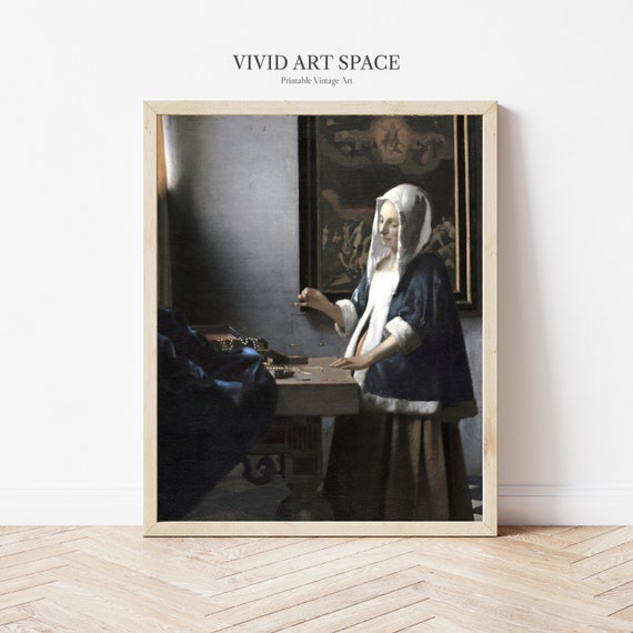 Woman Holding a Balance by Johannes Vermeer Dutch Baroque Painting