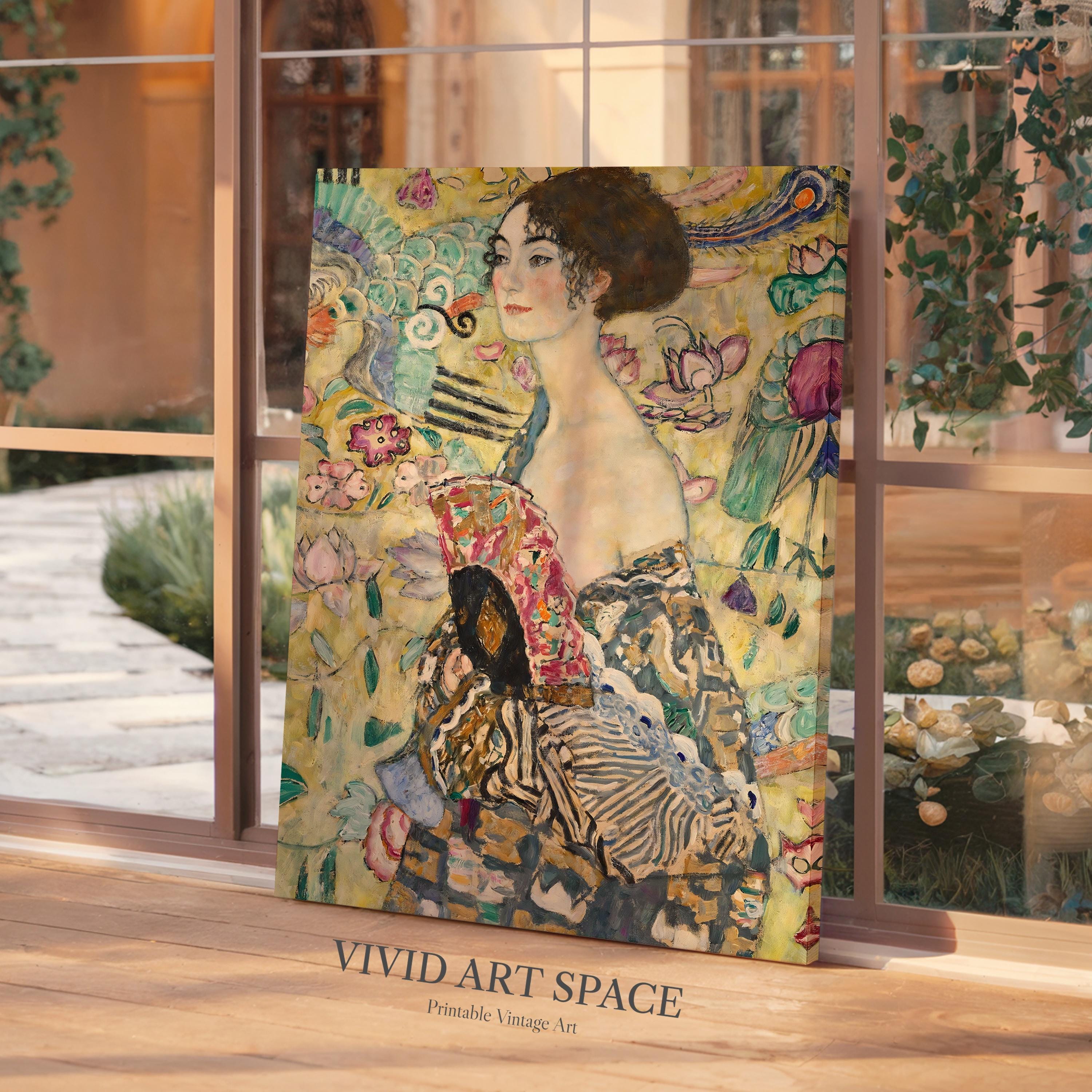 Gustav Klimt Painting Print - Lady With a Fan | Canvas Print | Giclée ...