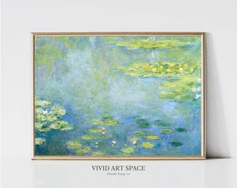 Claude Monet Water Lilies | Impressionist Landscape Painting | Garden Print | Flower Print | Blue Print | Monet Wall Art | Digital Download