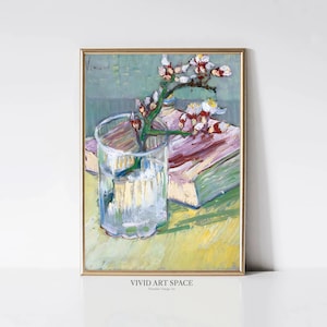 Naturaleza muerta con rama de almendro de Vincent van Gogh / Impresión de arte impresionista / Impresión de pintura floral / Arte de pared imprimible / Descarga digital