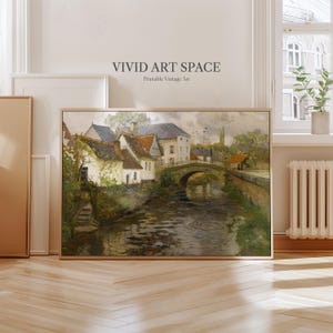 Charming European Village Painting Print | Vintage Landscape Print | Canvas Print | Giclée Print | Fine Art Print | Large Wall Art Print