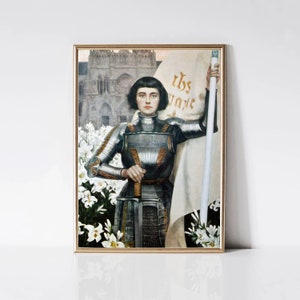 Joan of Arc by Albert Lynch Woman Portrait Painting Art Nouveau Painting Vintage Saint Print Printable Wall Art Digital Download image 1