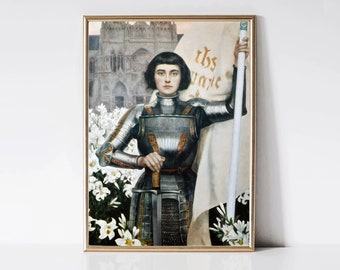 Joan of Arc by Albert Lynch | Woman Portrait Painting | Art Nouveau Painting | Vintage Saint Print | Printable Wall Art | Digital Download