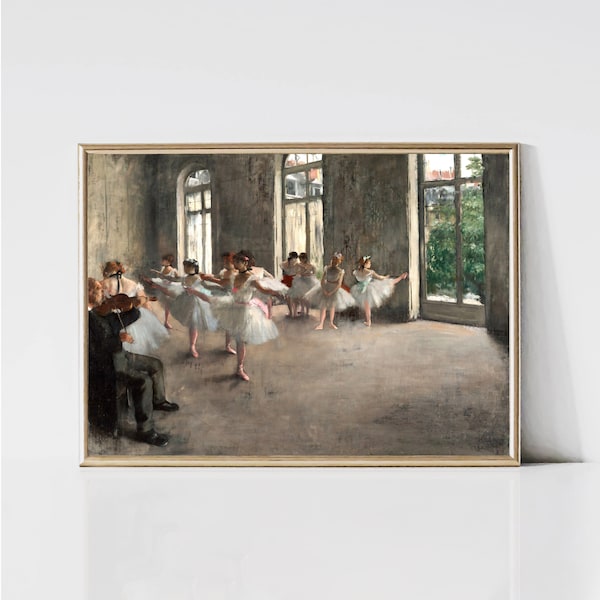 Edgar Degas Balletrepetitie | Impressionistische ballerina portretschilderen | Dans kunstprint | Afdrukbare muurkunst | Digitaal downloaden