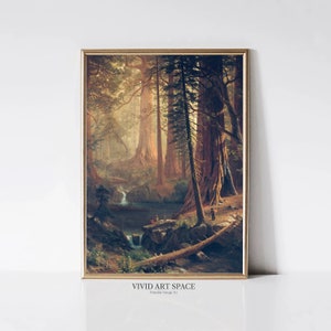 Riesige Redwood Bäume aus Kalifornien, Albert Bierstadt | Amerikanische Landschaftsmalerei | Vintage Druck | Druckbare Wandkunst | Digitaler Download