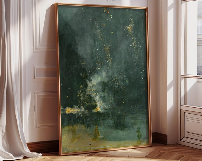 Nocturne in Black and Gold - Falling Rocket James McNeill Whistler | Abstract Canvas Print | Giclée Print | Fine Art Print | Large Wall Art