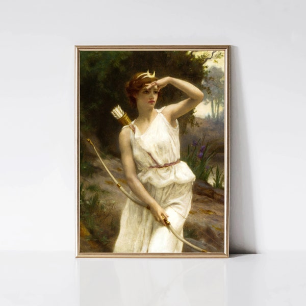 Diane chasseresse de Guillaume Seignac | peinture vintage de portrait de femme | Impression de déesse grecque | Art mural imprimable | Téléchargement numérique