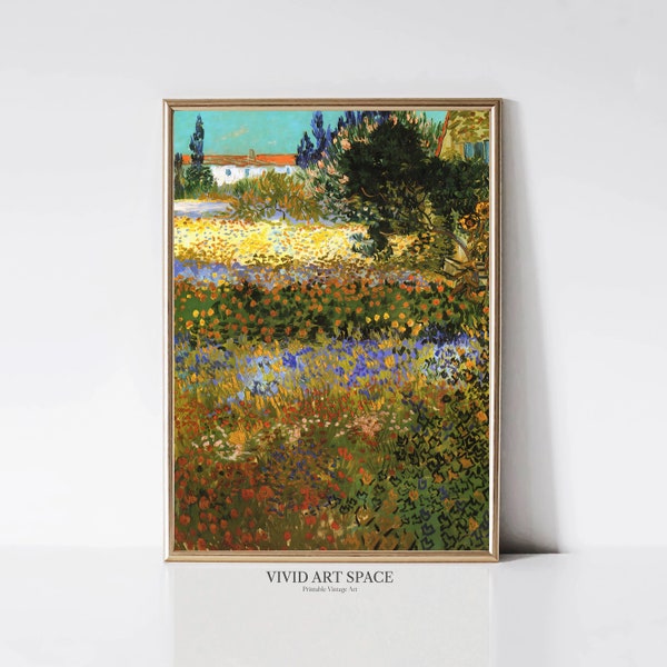 フィンセント・ファン・ゴッホ作「アルルの花咲く庭」｜印象派風景画｜花の咲くプリント｜印刷可能なウォールアート｜デジタルダウンロード