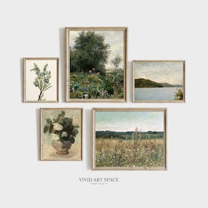 Vintage Wall Art Set of 5 | Vintage Painting Print | Gallery Wall Set | Rustic Country Art Print | Printable Wall Art | Digital Download