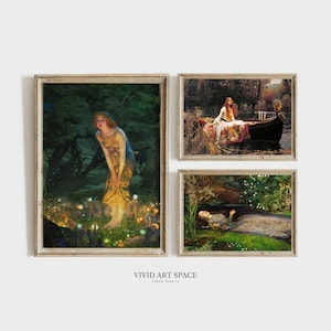 Pre-Raphaelite British Art Set of 3 | Printable Gallery Wall Set | Vintage Woman Portrait Painting | Instant Digital Download Art Print