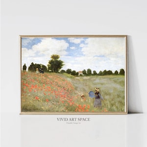 Claude Monet Poppy Field in Argenteuil | Impressionist Landscape Painting | Country Flower Print | Monet Wall Art | Digital Download