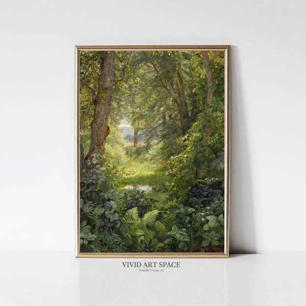 Woodland Landscape | Vintage Landscape Painting Print | Rustic Country Art Print | Forest Art Print | Printable Wall Art | Digital Download