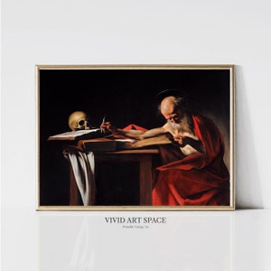 Hieronymus Schrift, Caravaggio | Barocke Klassische Malerei | Klassischer Kunstdruck | Dark Academia | Druckbare Wandkunst | Digitaler Download