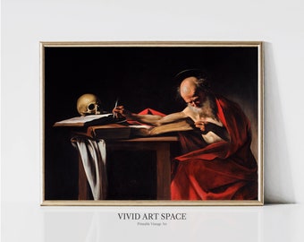Saint Jerome Writing, Caravaggio | Baroque Classical Painting | Classic Art Print | Dark Academia | Printable Wall Art | Digital Download