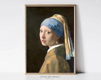 Girl with a Pearl Earring by Johannes Vermeer | Dutch Baroque Painting | Vintage Woman Portrait Print | Printable Wall Art Digital Download