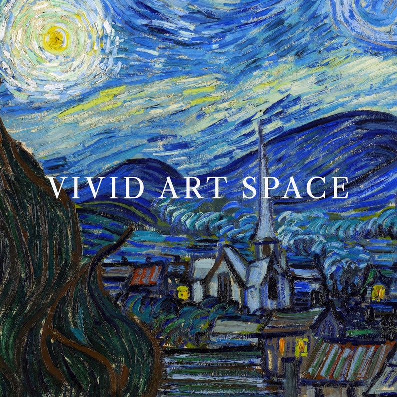 Vincent van Gogh Starry Night Impressionist Landscape Painting Famous Art Print Vintage Print Printable Wall Art Digital Download image 2