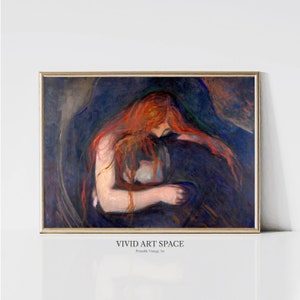 Edvard Munch Love and Pain Vampire | Expressionist Portrait Painting | Dark Vintage Lover Print | Printable Wall Art | Digital Download