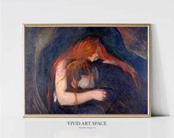 Edvard Munch Love and Pain Vampir | Expressionistische Portraitmalerei | Dark Vintage Lover Print | Druckbare Wandkunst | Digitaler Download