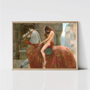 Lady Godiva by John Collier | Pre-Raphaelite Art Print | Vintage Woman Portrait Painting Print | Printable Wall Art | Digital Download