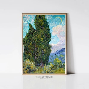 Vincent van Gogh Zypressen | Impressionistische Landschaftsmalerei | Vintage Baum des Lebens Poster | Druckbare Wandkunst | Digitaler Download
