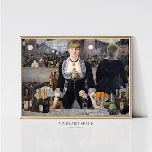 Edouard Manet Bar at Folies-Bergère | Impressionist Woman Portrait Painting | Vintage Club Print | Printable Wall Art | Digital Download