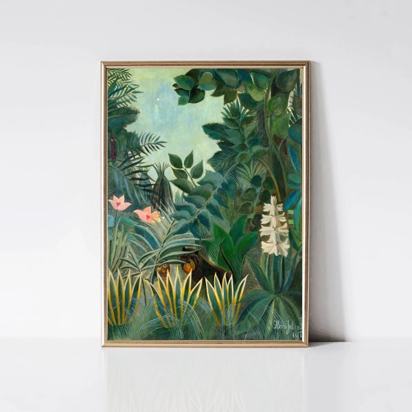 Henri Rousseau Equatorial Jungle | Vintage Tropical Landscape Painting | Botanical Forest Print | Printable Wall Art | Digital Download