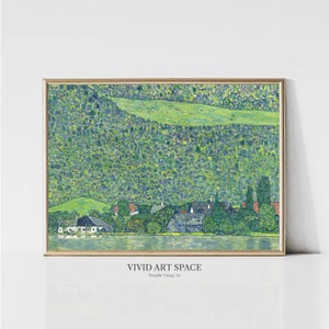 Gustav Klimt Litzlberg nad Attersee (poziomo) | Symbolistyczny pejzaż | Nowoczesny wydruk artystyczny | Grafika ścienna do druku | Pobieranie cyfrowe
