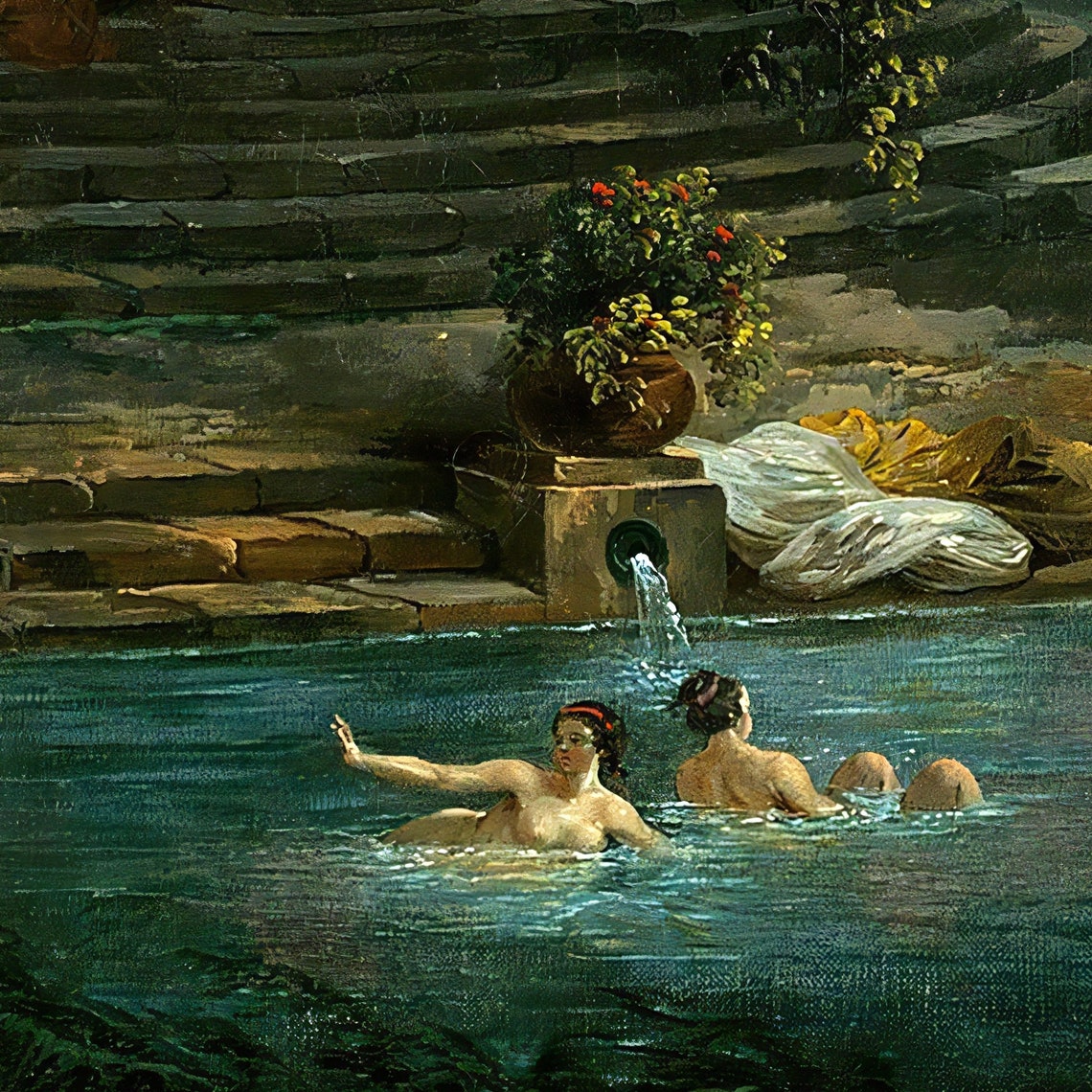 The Bathing Pool by Hubert Robert | Roman Ruins Painting | Classic Art ...