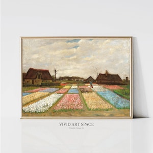 Vincent van Gogh Campos de bulbos en Holanda / Pintura impresionista / Impresión de flores de tulipán / Arte de pared imprimible en el país / Descarga digital