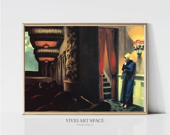 Edward Hopper New York Movie | Modern American Realism Painting | Moody Woman Portrait Poster Print | Printable Wall Art | Digital Download