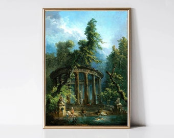 The Bathing Pool by Hubert Robert | Roman Ruins Painting | Classic Art Print | Antique Art Print | Printable Wall Art | Digital Download