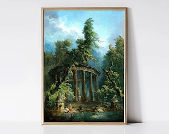 The Bathing Pool by Hubert Robert | Roman Ruins Painting | Classic Art Print | Antique Art Print | Printable Wall Art | Digital Download