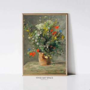Pierre-Auguste Renoir Flores en un jarrón / Impresión floral vintage / Impresión de pintura de flores impresionista / Arte de pared imprimible / Descarga digital