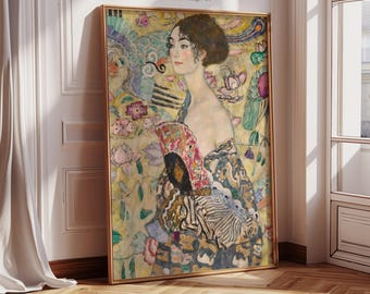 Gustav Klimt Painting Print - Lady with a Fan | Canvas Print | Giclée Print | Fine Art Print | Large Wall Art Print | Symbolist Art Poster