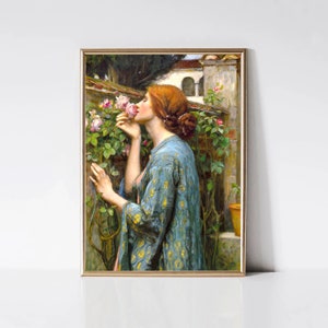 El alma de la rosa de John William Waterhouse / Impresión de arte prerrafaelita / Pintura de retrato de mujer / Arte mural imprimible / Descarga digital