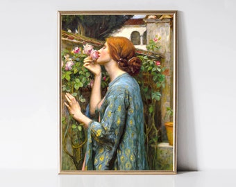 The Soul of Rose by John William Waterhouse | Pre-Raphaelite Art Print | Woman Portrait Painting | Printable Wall Art | Digital Download
