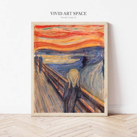 Leinwanddruck 'The Scream' Von Edvard Munch – Gerahmt, 60 X 86 Cm, Wandkunst Für Wohnzimmer & Büro
